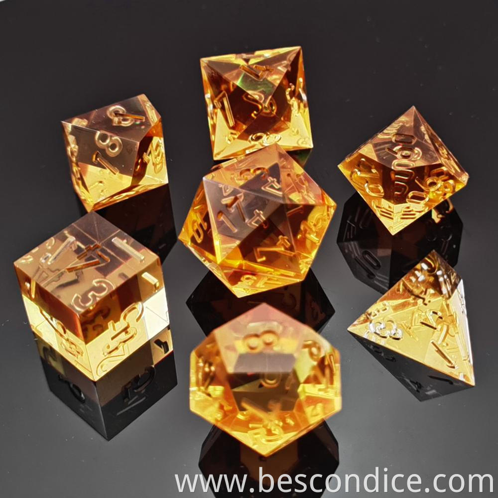 Crystal Unpainted Sharp Edged Dnd Dice Set 5